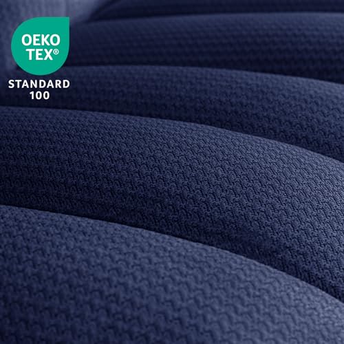 MCombo 82 in 3 Seater Reclining Sofa with Heat and Massage PR647 (Blue) | 155° Zero Gravity, Reclining Middle Seat, Dual Charging Ports, Cup Holders, FSC & OEKO Certified - color: Navy Blue, size: 3 Seater Recliner with Zero Gravity