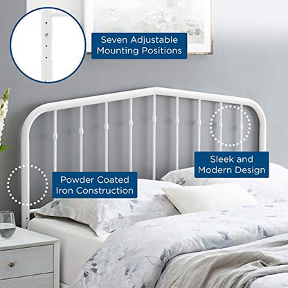 Modway Lennon Modern Farmhouse Metal Twin Headboard in White - color: White, size: Twin