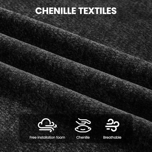 65" Boneless Loveseat Sofa, Curved Chenille Couches for Living Room, Black | Love Seat Cloud Couch, 16.5" Thickened Cushion, 25.2" Deep Seat, Comfy Back Pillow, No Assembly - color: Black, size: Loveseat Sofa