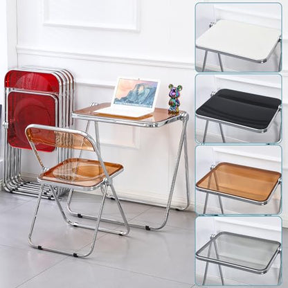 KAIHAOWIN Folding TV Tray Table Acrylic Foldable Table No Assembly Required Tiny Desk for Home Office Side Table Small Computer Desk for Small Spaces (Grey) - color: Grey