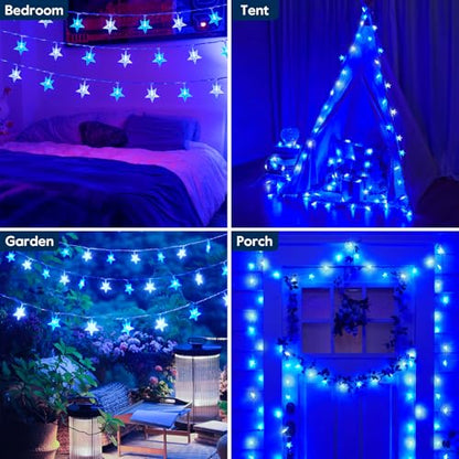 Minetom Star String Lights - color: Blue - 33ft
