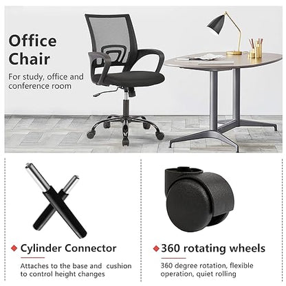PayLessHere Office Computer Chair Ergonomic Cheap Desk Chair Adjustable Comfortable Mid Back Task Rolling Swivel with Lumbar Support for Home Office (Pack of 2, Black) - color: Black, style: pack of 2