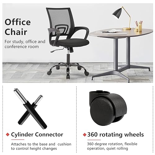 PayLessHere Office Computer Chair Ergonomic Cheap Desk Chair Adjustable Comfortable Mid Back Task Rolling Swivel with Lumbar Support for Home Office, Black - color: Black, style: pack of 3