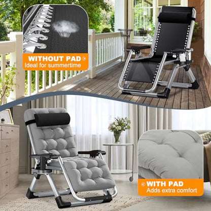 Comfy Folding Chair, Folding Lounge Chair with Cushion, Reclining Chair - color: Sand Gray