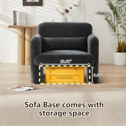 33.9'' Upgrade Lambswool Fabric Accent Chair with Arms, Modern Single Sofa Chair Armchair Upholstered Comfy Reading Arm Chair for Bedroom, Living Room,Gray - color: Dark Gray, size: 30.31"D x 33.9"W x 31.5"H