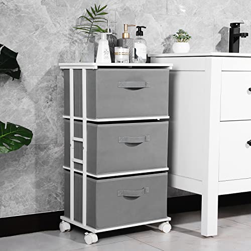 MAX Houser Dresser Tower with 3 Drawers,Fabric Dresser Drawer Organizer Unit,Dresser Chest with Wood Top,Vertical Storage Dresser,Small Dresser for Bedroom,Office-Dark Grey - color: Grey6