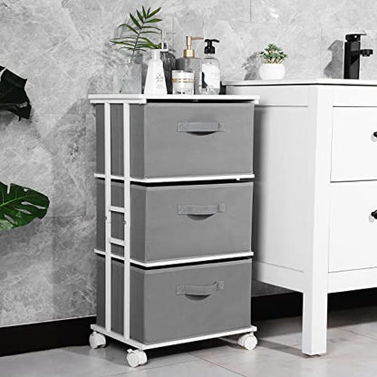MAX Houser Dresser Tower with 3 Drawers,Fabric Dresser Drawer Organizer Unit,Dresser Chest with Wood Top,Vertical Storage Dresser,Small Dresser for Bedroom,Office-Dark Grey - color: Grey6