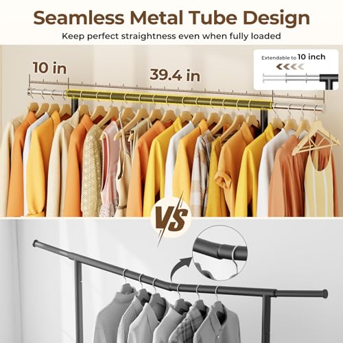 HYSEYY Heavy-Duty 450LBS Capacity Metal Clothes Rack，Rolling Clothing Rack with Wheels & Shelves, Portable Standing Wardrobe Rack for Hanging Clothes, Black (Black, L) - color: Small-Black