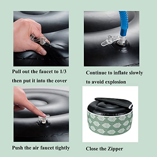 FUNHOME Inflatable Stool Ottoman Footrest with Handle D20 xH9-Light Green | Indoor Outdoor Footrest Seat, Water-Repellent, Footstool Pouf for Home Patio Garden and Camping Use - color: Light Green