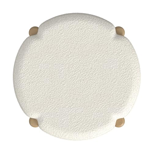 HomePop Luna 22" Round Ottoman - Cream Boucle - color: Cream Boucle, size: 22"D x 22"W x 16"H