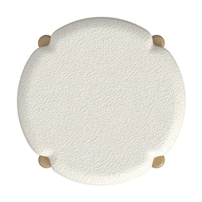 HomePop Luna 22" Round Ottoman - Cream Boucle - color: Cream Boucle, size: 22"D x 22"W x 16"H