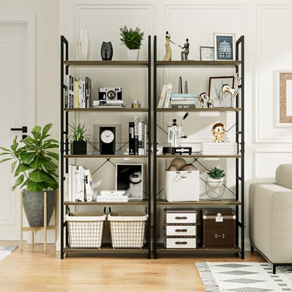 NUMENN 5 Tier Bookshelf, Tall Freestanding Open Storage Bookcase, Dark Walnut - color: Dark Walnut, size: 5 Tier