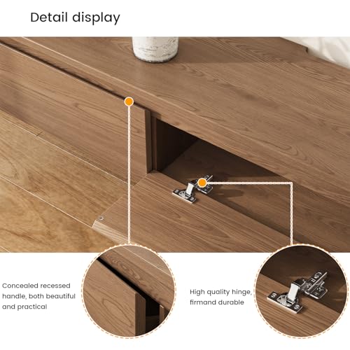 67.32" Floating TV Stand for TVs Up to 80", Walnut | Wall-Mounted Farmhouse Media Console with 3 Storage Drawers, Ideal for Living Room or Bedroom