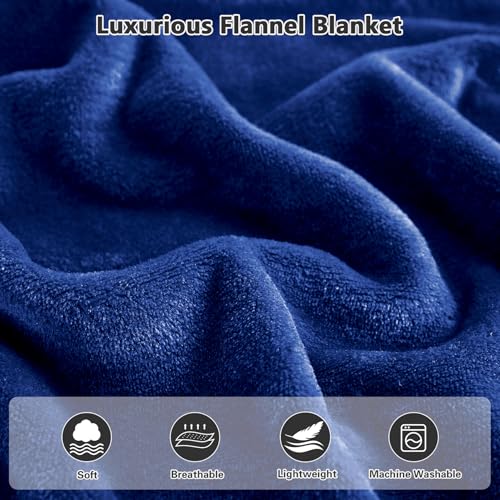 Lukeight Fleece Throw Blanket, Luxury Cozy Fuzzy Lightweight Soft Blankets for Sofa Couch Bed Car Travel and Camping (Navy, 50x60 Inches) - color: Solid Navy, size: 50 in x 60 in