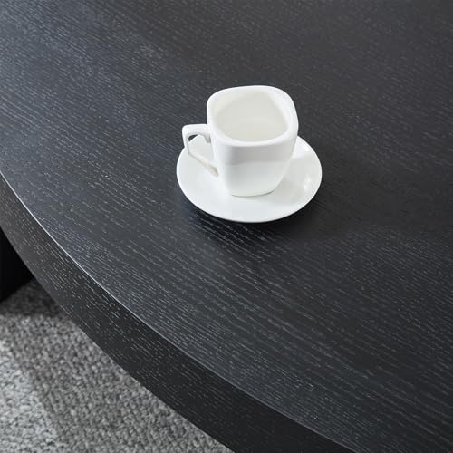 42.24” Modern Oval Coffee Table, MDF Center Table, Conference Table, Minimalist Accent Dinning Coffee Table for Living Room, Apartment,Office,Courtyard,No Assembly.(Black) - color: Black-f