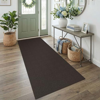 Washable Runner Rug, Non Slip Entry Runner, 3x7 Ft, Taupe/Coffee | Washable Braided Runner Carpet, Non Slip Rubber Dot Backed, For Hallway, Kitchen, Entryway, Bedroom, Laundry Room, Foyer - color: Taupe/Coffee, size: 3' x 7' (Rectangular)