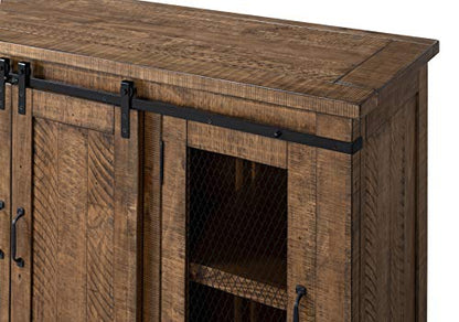 Martin Svensson Home Rustic 65" Wood Entertainment Center, Natural | Solid Pine, TV Stand, Sliding Doors, Adjustable Shelves & Cable Management, for TVs up to 70" - color: Natural