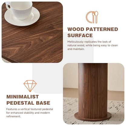 31.5" Round Dining Table for 2, Modern Small Pedestal Kitchen Table, Space Saving, for Apartment Dining Living Room - color: Mini Brown 31.5