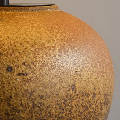 Ceramic Antique Style Pot Room Table Lamp Brown Wabi Sabi Ceramic Table Lamp Mid Century Modern End Desk Lamp Rustic Farmhouse Bedside Lamp for Nightstand Bedroom Living Room Home Office