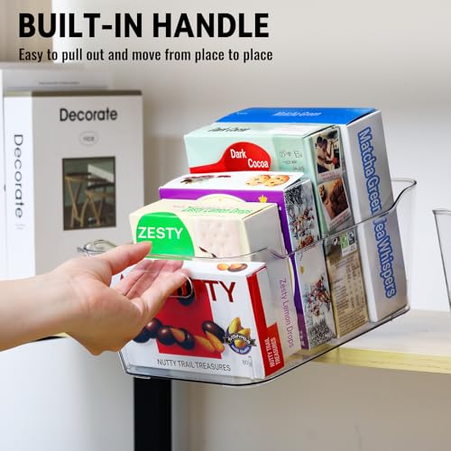 12 PACK Multiuse Clear Plastic Storage Bins for Organizing w/ Labels - Home, Kitchen, Bathroom, Office, Pantry Cabinet Shelf Organizer Bins - SOHO Collection, RV, Fridge Organization Containers - size: Medium