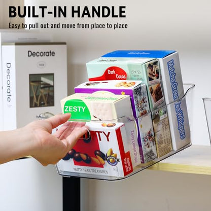 12 PACK Multiuse Clear Plastic Storage Bins for Organizing w/ Labels - Home, Kitchen, Bathroom, Office, Pantry Cabinet Shelf Organizer Bins - SOHO Collection, RV, Fridge Organization Containers - size: Medium