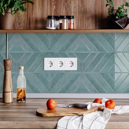 STICKGOO Herringbone Peel and Stick Backsplash, Blue Teal, 10 Sheets | 12.6 x 9.7 in, Thicker Rectangular Vinyl Stick-On Wall Tiles, Easy Alignment, Waterproof, Easy to Clean, Kitchen/Bathroom - color: Blue Teal, size: Pack of 10