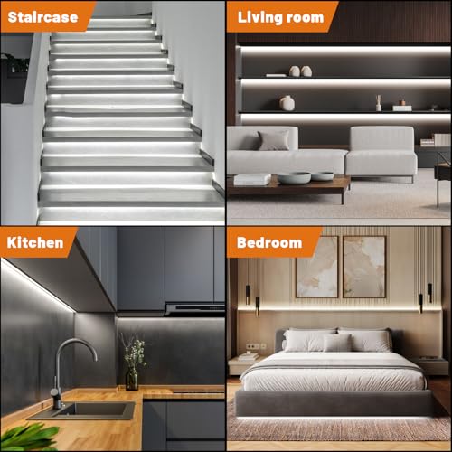 COB LED Strip Light with Remote Control, Dimmable, 6500K, White COB Light Strip, Indoor Led Light Strip for Living Room, Bedroom, Kitchen - color: 6500K