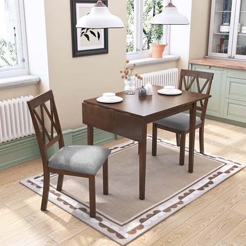 Merax Wooden 29"- 45" Extendable Rectangular Dining Table with Drop Leaf,Space Saving, Easy Assemble Brown