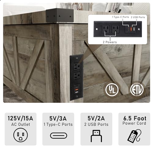 jimeimen Farmhouse Lift Top Coffee Table with Storage, Wood Square Center Table with Charging Station&USB Port, Living Room Table w/Large Hidden Space, for Living Room, Bedroom, Home Office, Grey - color: Grey