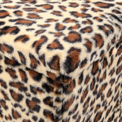 Luxe Faux Fur Storage Ottoman, Leopard, 15 x 15 x 15 in | Engineered Wood, Tool-Free Assembly, Modern Style, Seat And Footrest - color: Leopard, size: 15"D x 15"W x 15"H