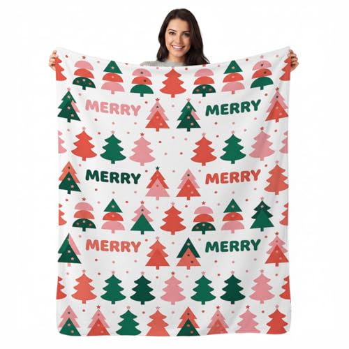 Abstract Christmas Trees Throw Blanket, Flannel Fleece 60" x 80" | Yujiiso Abstract Christmas Trees Blanket Lightweight Decor for Living Room, Bedroom, Office and Travel, Home Decor Gift - color: Abstract Christmas Trees, size: 60"x80"
