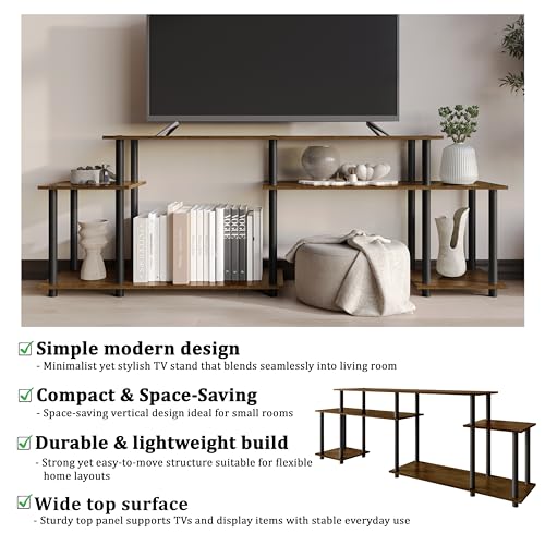 Simple 3-Tier TV Stand with Open Storage Shelves, for TVs up to 50", Dark Grey - color: Dark Grey