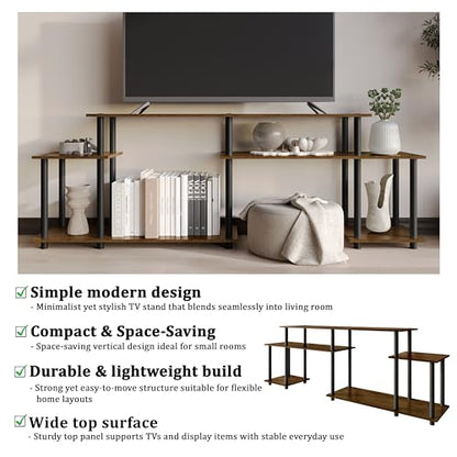 Simple 3-Tier TV Stand with Open Storage Shelves, for TVs up to 50", Dark Grey - color: Dark Grey
