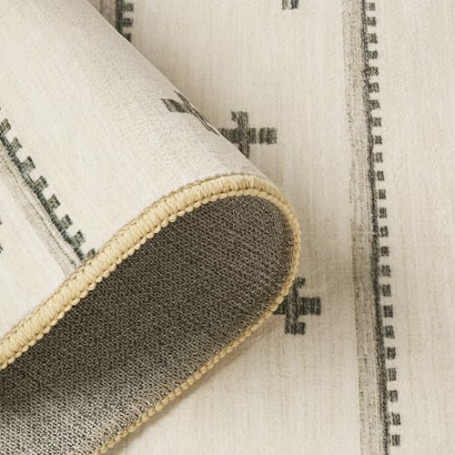Haven Scandinavian Stripe Machine Washable Area Rug with Airflo Technology for Easy Clean, Ultra-Soft Non-Slip Rug with Built-in Pad, Pet, Family & Allergy Friendly Rug, Beige/Brown, 2'6"x7' - color: Beige/Brown Scandi Stripe, size: 2'6" x 6'11" (Rectangu