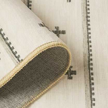 Haven Scandinavian Stripe Machine Washable Area Rug with Airflo Technology for Easy Clean, Ultra-Soft Non-Slip Rug with Built-in Pad, Pet, Family & Allergy Friendly Rug, Beige/Brown, 2'6"x7' - color: Beige/Brown Scandi Stripe, size: 2'6" x 6'11" (Rectangu