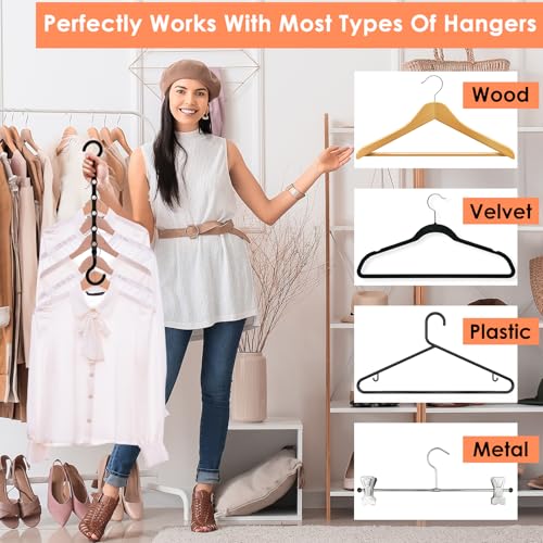 Closet Organizers and Storage, Magic Space Saving Hanger for 40 Heavy Clothes, Smart 360° Swivel Hook Cascading Hangers, Closet Organization Clothes Hangers, College Dorm Room Essentials for Girls | Upgraded Space Saving Hangers,Magic Closet Organization