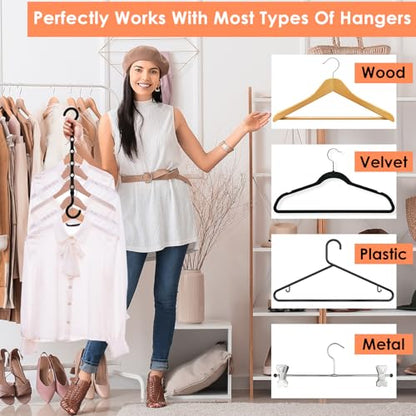 Closet Organizers and Storage, Magic Space Saving Hanger for 40 Heavy Clothes, Smart 360° Swivel Hook Cascading Hangers, Closet Organization Clothes Hangers, College Dorm Room Essentials for Girls | Upgraded Space Saving Hangers,Magic Closet Organization