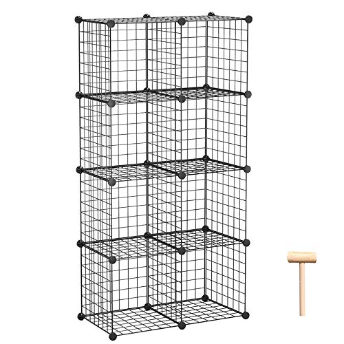 C&AHOME Wire Cube Storage, 8-Cube Organizer Metal C Grids Storage, Storage Bins Shelving, Modular Book Shelf, DIY Closet Cabinet Ideal for Living Room, Home, Office 24.8" L x 12.4" W x 48.4" H Black | Storage Bins Shelving, Modular Shelves, DIY Closet Cab