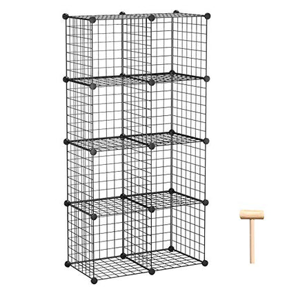 C&AHOME Wire Cube Storage, 8-Cube Organizer Metal C Grids Storage, Storage Bins Shelving, Modular Book Shelf, DIY Closet Cabinet Ideal for Living Room, Home, Office 24.8" L x 12.4" W x 48.4" H Black | Storage Bins Shelving, Modular Shelves, DIY Closet Cab