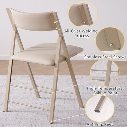 Folding Chairs 2 Pack, 450Lbs Steel Frame Foldable Dining Chairs, Wood | 1.37" Folded, Waterproof Rustproof Indoor Outdoor Padded Folding Chairs for Dining Room, Conference Rooms, Weddings, Events - color: Wood
