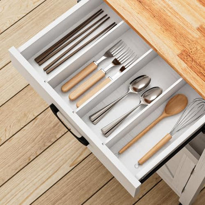 VINGLI Small Kitchen Island on Wheels, Microwave Cart with Drawer & Storage, Barn Door Coffee Station Stand with Hooks & Shelves, Unique White - size: 33"