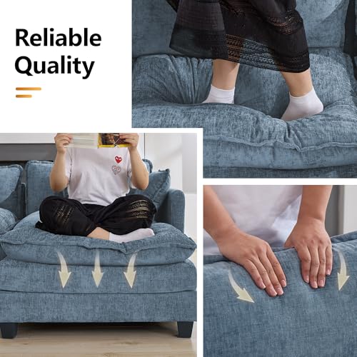 35‘’ Modern Chenille Cloud Sofa Ottoman,Rectangle Ottoman for Modular Sectional Sofa, Blue - color: Blue, size: 35'' Ottoman