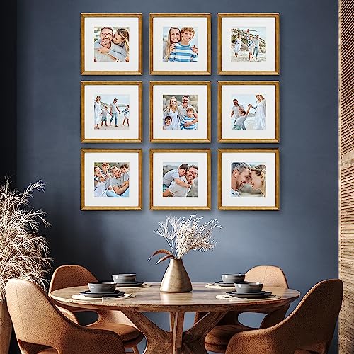 Sheffield Home 9 Piece Gallery Wall Frame Set, 12x12 Inch, Beaded Antique Bronze - color: Beaded Antique Bronze, size: 12x12 Inch