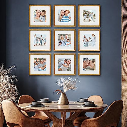 Sheffield Home 9 Piece Gallery Wall Frame Set, 12x12 Inch, Beaded Antique Bronze - color: Beaded Antique Bronze, size: 12x12 Inch