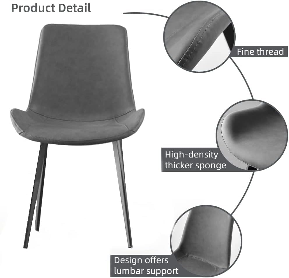 HIPIHOM Dining Chairs Set of 4, Modern Dining & Kitchen Room Chairs, Upholstered Faux Leather Cushion Seat and Sturdy Metal Legs (4 Grey Chairs) - color: 4 Grey Chairs