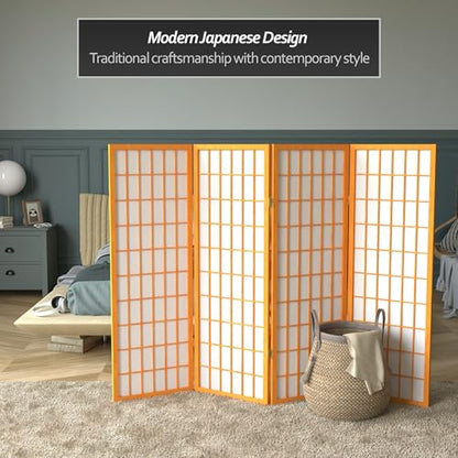 4 ft. Short Window Pane Shoji Screen - Honey - 4 Panels - color: Honey, size: 4 Panels