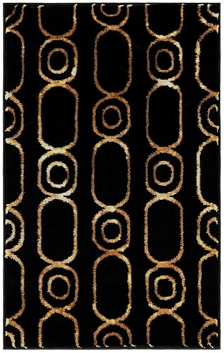 Rugs.com Vogue Geo Collection Rug – 2x3 Black Medium-Pile Rug Perfect for Entryways, Kitchens, Breakfast Nooks, Accent Pieces - color: Black and Gold, size: 2' x 3' Rectangular