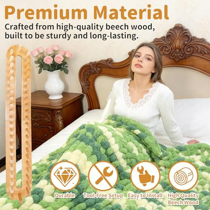 Zlshmoee 64-Inch Double-Row Yarn Blanket Loom Kit Adjustable Wooden Frame Needle-Free Hand-Knitting Yarn Project DIY Beginner Craft Gift - color: 64in'' Circular