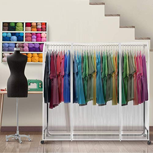 Sorbus Cover for Garment Rack 2 Pack- 6 Ft Transparent Clothes Rack Cover, Garment Coat Hanger Protector Dustproof Waterproof Clothing Storage Cover for Dresses, Suits, Coats (Rack Not Included) - size: 2 Pack