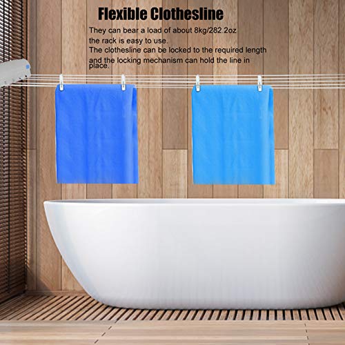 Joyzan Retractable Clothesline,Indoor Clothes Lines Adjustable 5 Line Dryer | Laundry Rope Wall Mounted Drying Hanging String Rack Portable Washing Wet Clothing Line Dry Outdoor Hotel Home Bathroom
